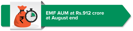 EMF AUM at Rs.912 crore at August end