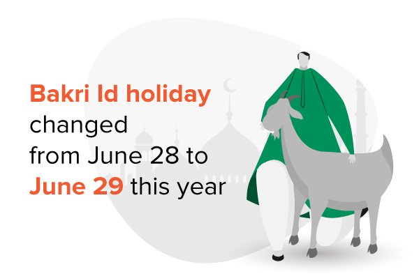 Bakri Id holiday changed  from June 28 to June 29 this year