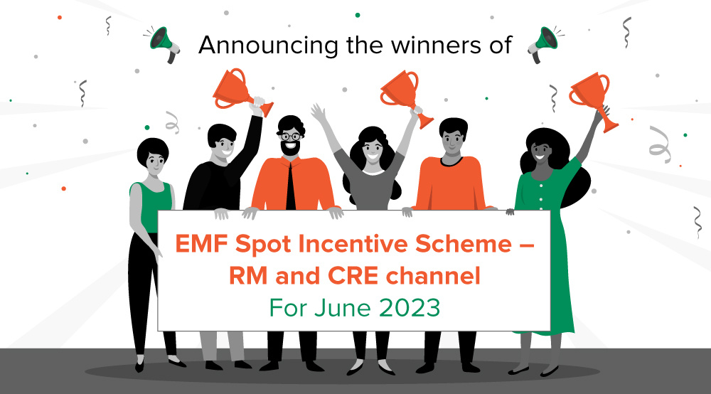 Announcing the winners of 
EMF Spot Incentive Scheme – RM and CRE channel For June 2023